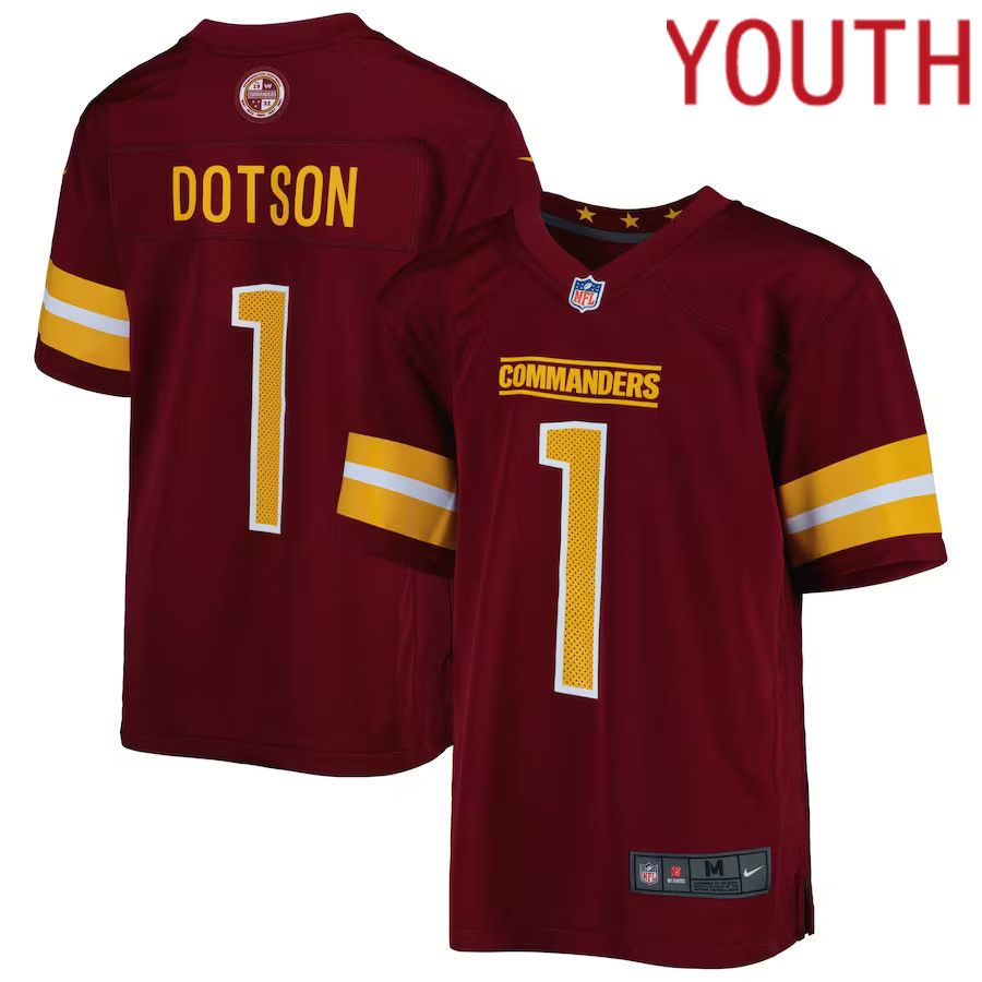 Youth Washington Commanders 1 Jahan Dotson Nike Burgundy Game NFL Jersey